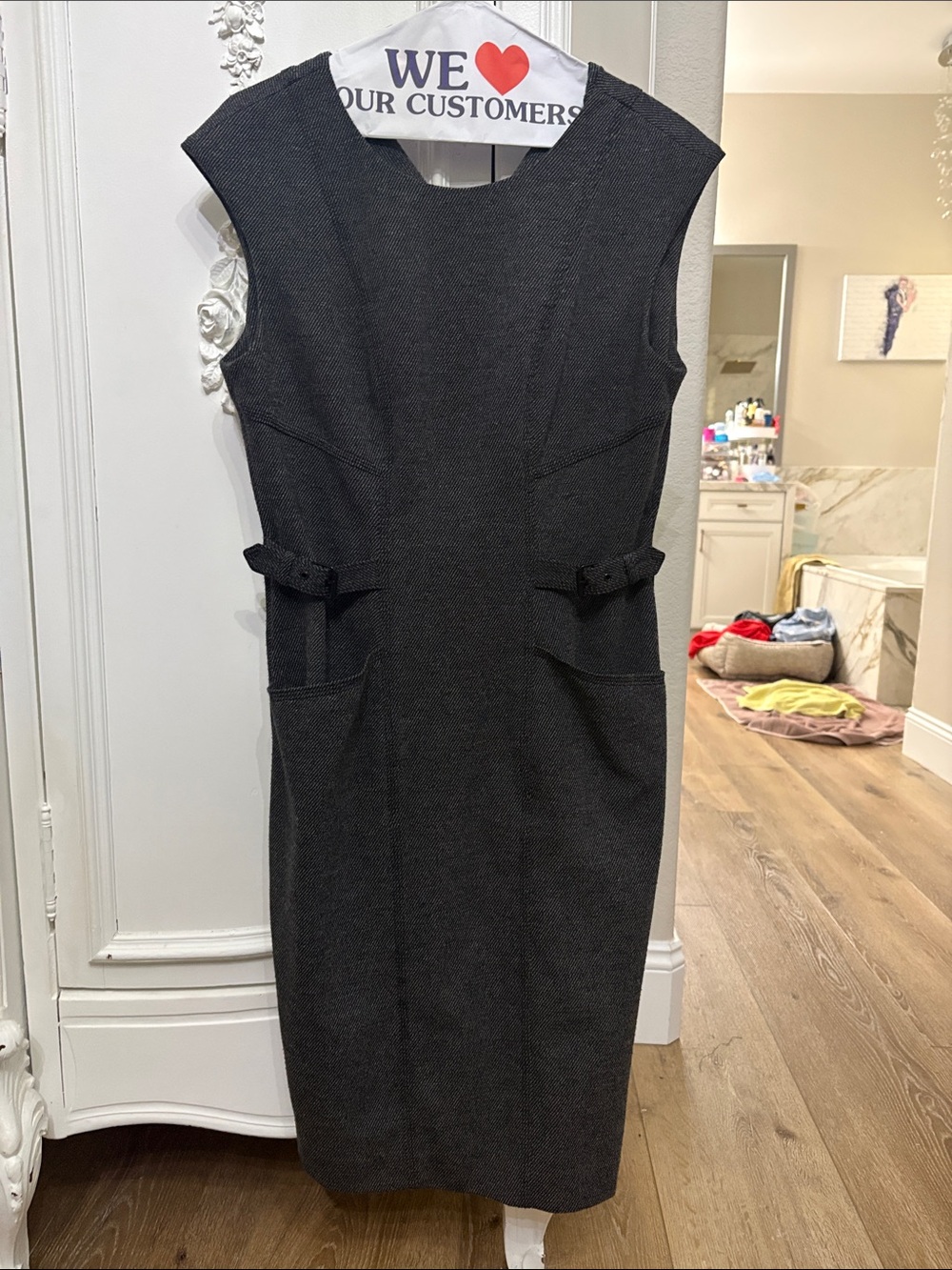 Calvin Klein Charcoal Sleeveless Sheath Dress
